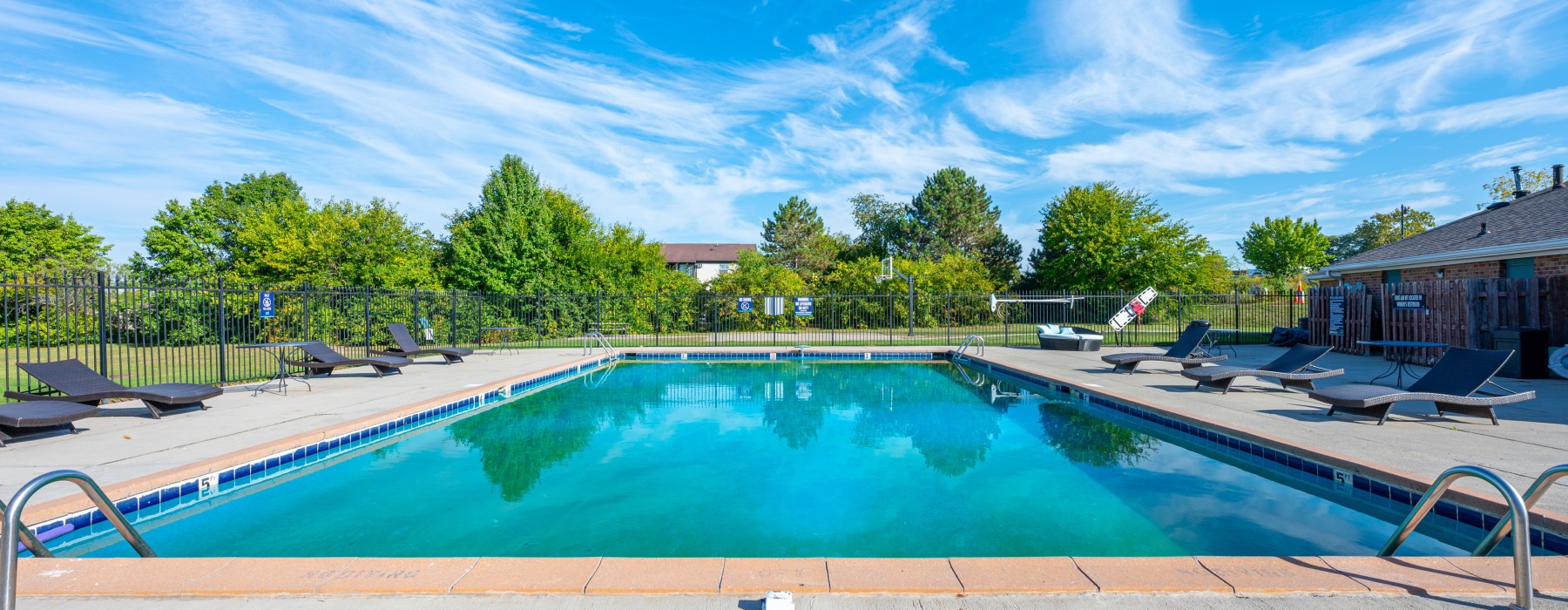Outdoor pool with blue sky