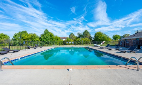 Outdoor swiming pool with blue water